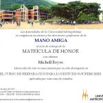 Matrícula de Honor Michelle Reyes 2017